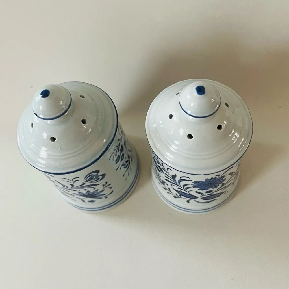 Ceramic Blue Floral Salt and Pepper Shaker Set